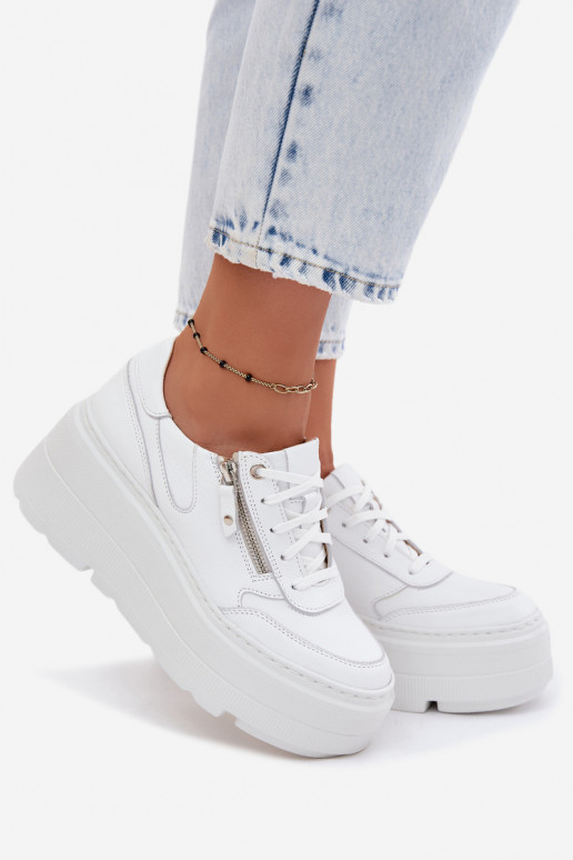 Sneakers in pelle bianche con piattaforma Zazoo N1084