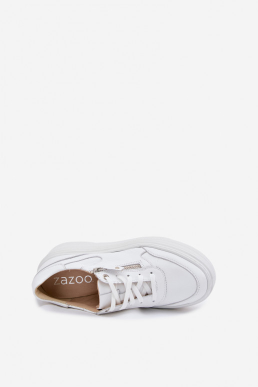 Sneakers in pelle bianche con piattaforma Zazoo N1084