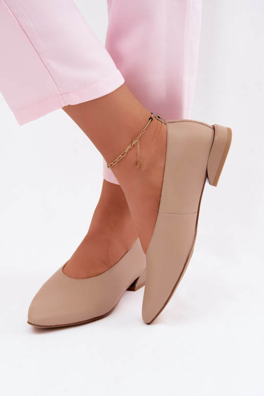 Ballerine con tacchi larghi beige Hoshi