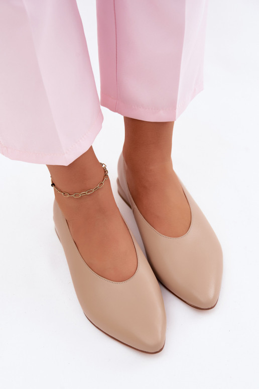 Ballerine con tacchi larghi beige Hoshi