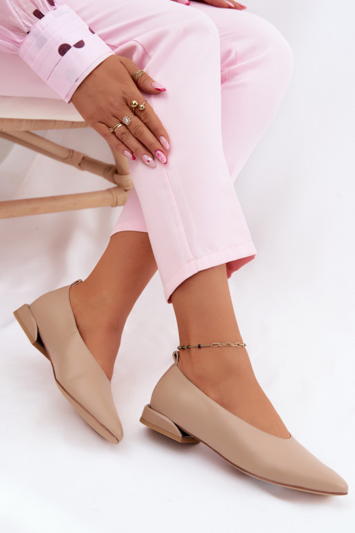 Ballerine con tacchi larghi beige Hoshi
