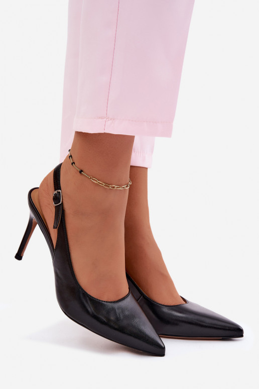 Sandali da donna con tacchi sottiliAbilitatoturalnej Skóry colore nero Kandy