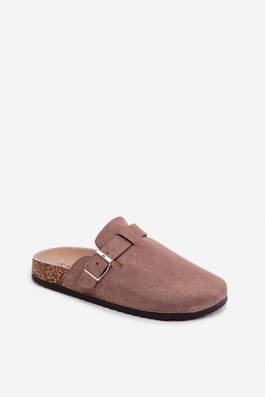 Pantofole Zoccoli Femminile con fibbie beige Lacey