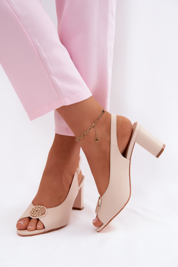 Sandali con tacco alto da donna Ze colore doratom Detalem beige Lotus 2