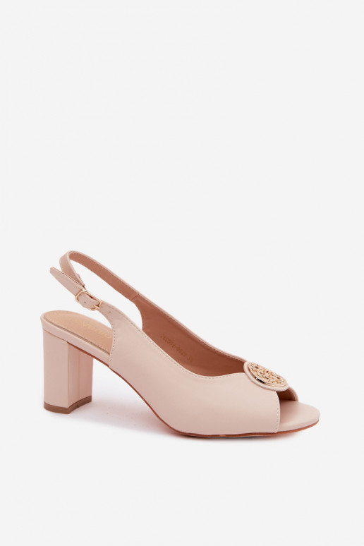Sandali con tacco alto da donna con dettagli dorati sabbia Lotus
