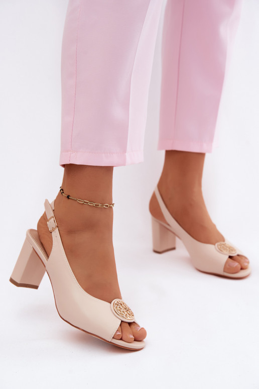 Sandali con tacco alto da donna con dettagli dorati sabbia Lotus