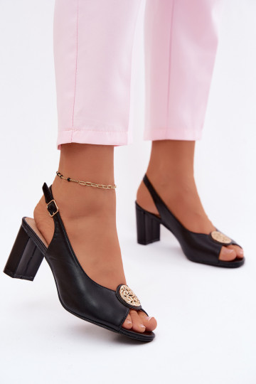 Sandali con tacco alto da donna Ze colore doratom Detalem colore nero Lotus