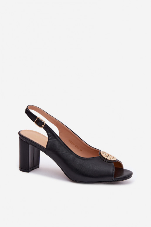 Sandali con tacco alto da donna con dettagli dorati neri Lotus
