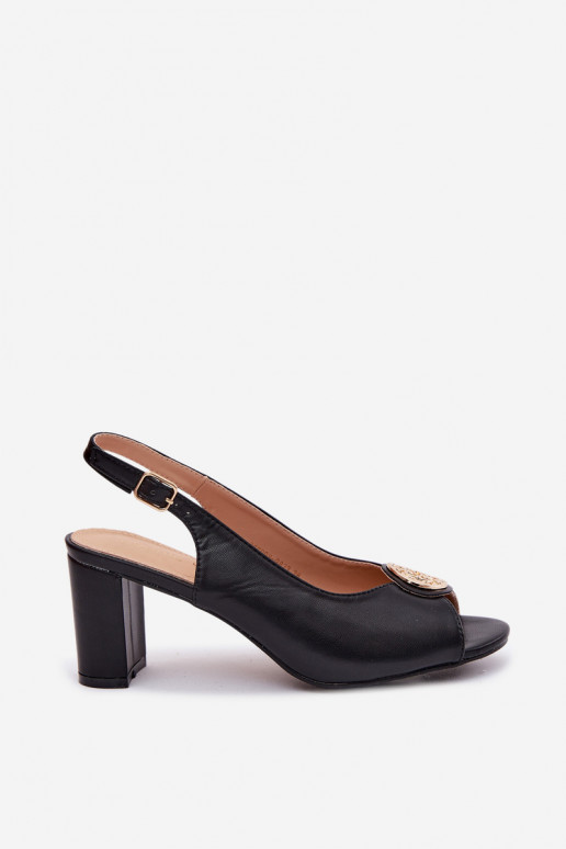 Sandali con tacco alto da donna con dettagli dorati neri Lotus