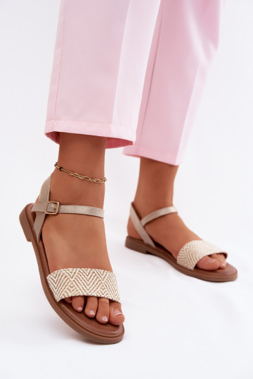 Sandali da donna con tacchi larghi colore dorato Lumina 2