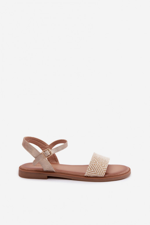 Sandali da donna con tacchi larghi colore dorato Lumina