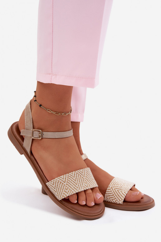 Sandali da donna con tacchi larghi colore dorato Lumina