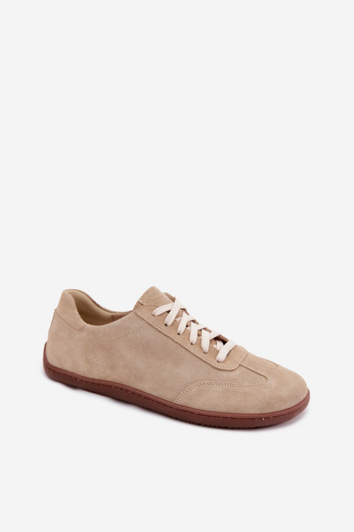 Pelle dalla pelle scamosciata Scarpe per il tempo libero Barefoot Zazoo N1243 beige