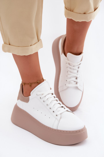 Sneakers in pelle con piattaforma Zazoo N408S2 bianche