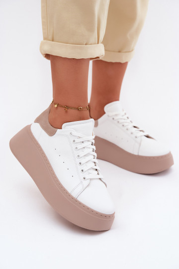 Sneakers in pelle con piattaforma Zazoo N408S2 bianche 2