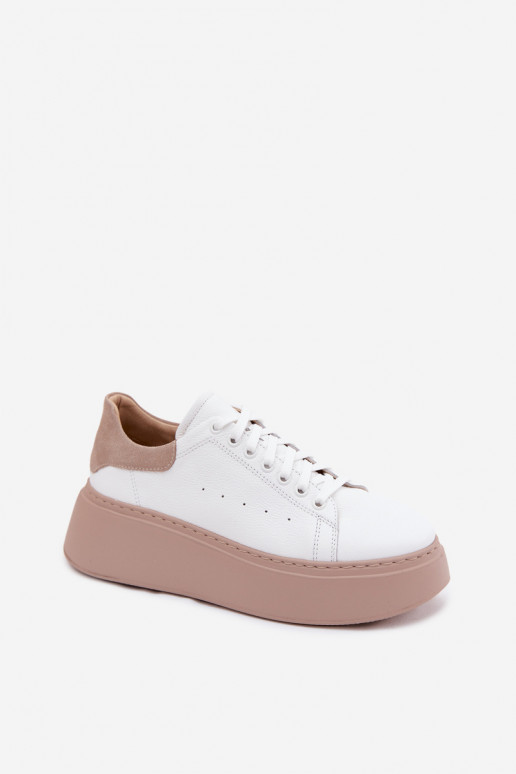 Sneakers in pelle con piattaforma Zazoo N408S2 bianche