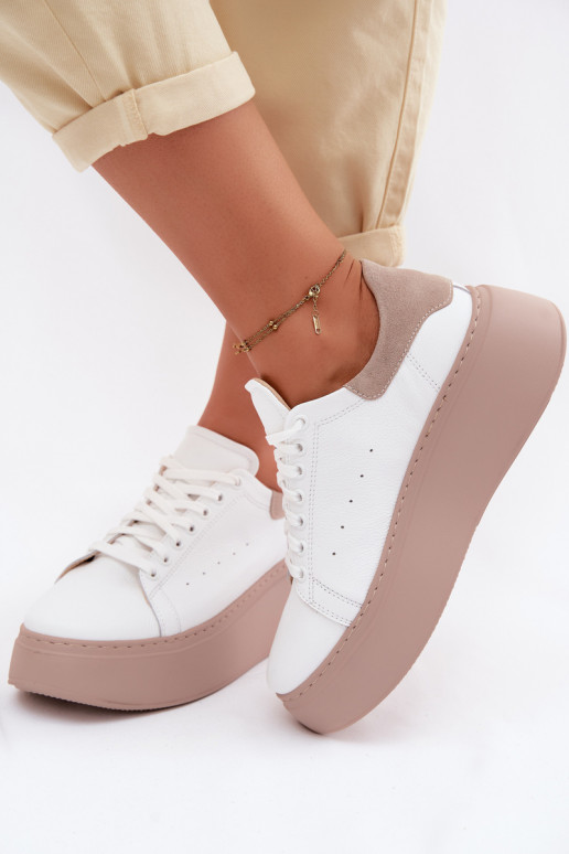 Sneakers in pelle con piattaforma Zazoo N408S2 bianche