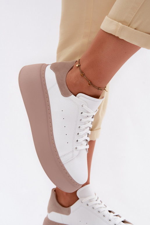 Sneakers in pelle con piattaforma Zazoo N408S2 bianche