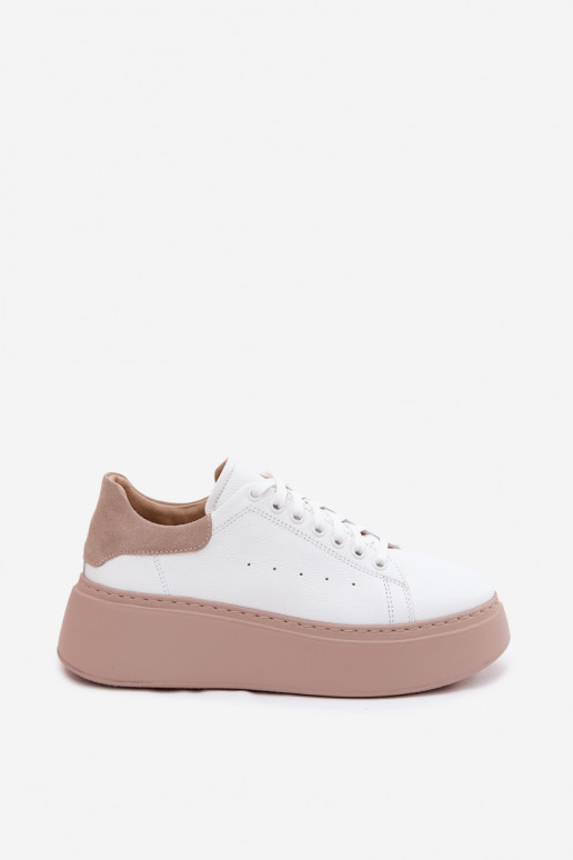 Sneakers in pelle con piattaforma Zazoo N408S2 bianche