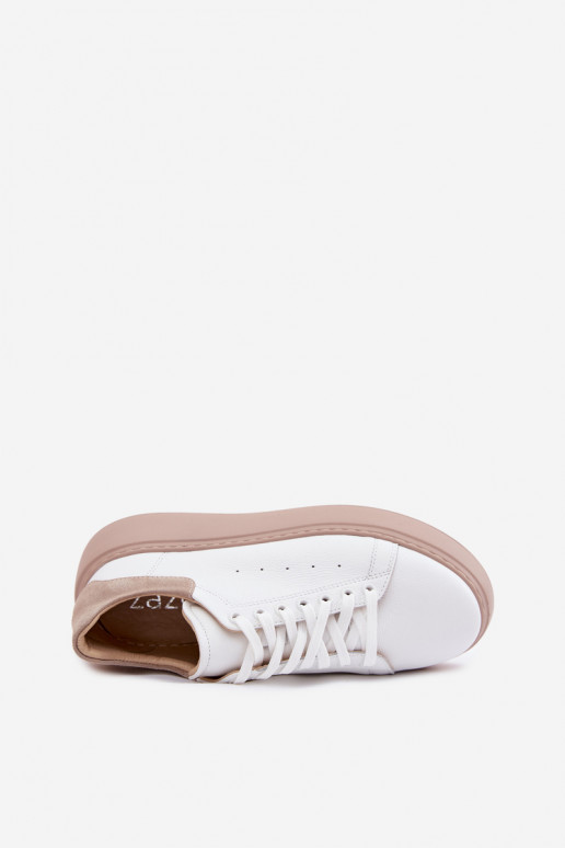 Sneakers in pelle con piattaforma Zazoo N408S2 bianche