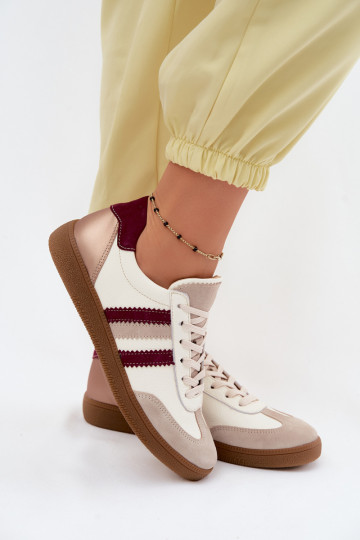 Pelle Scarpe modello sneakers Femminile Zazoo N1234S2 Bianco-Borgogna