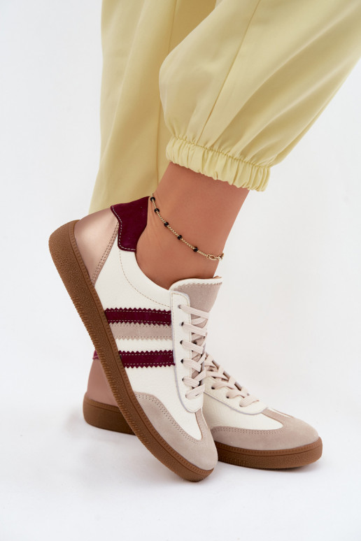 Pelle Scarpe modello sneakers Femminile Zazoo N1234S2 Bianco-Borgogna