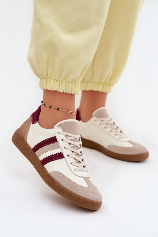 Pelle Scarpe modello sneakers Femminile Zazoo N1234S2 Bianco-Borgogna