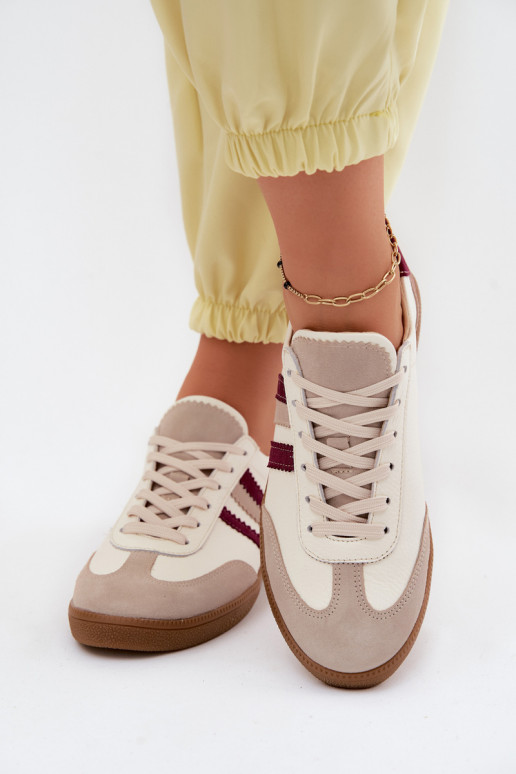 Pelle Scarpe modello sneakers Femminile Zazoo N1234S2 Bianco-Borgogna