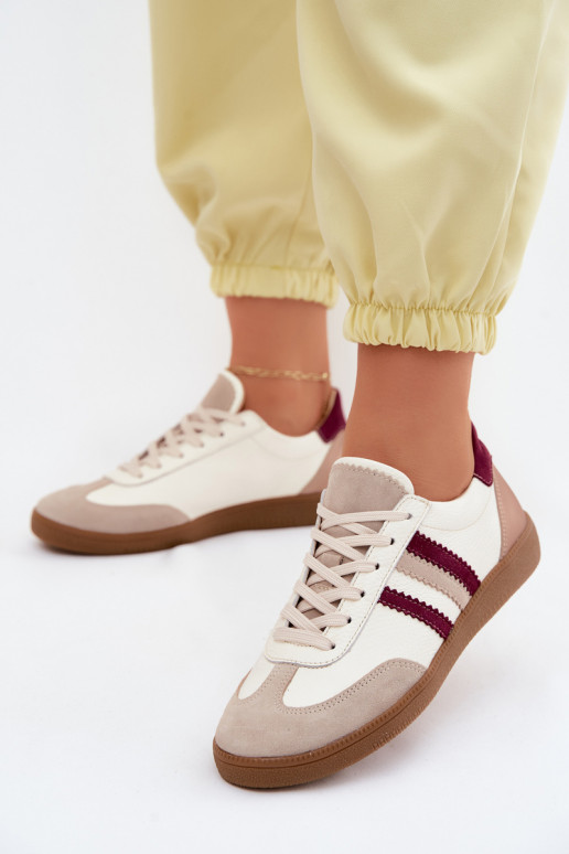 Pelle Scarpe modello sneakers Femminile Zazoo N1234S2 Bianco-Borgogna