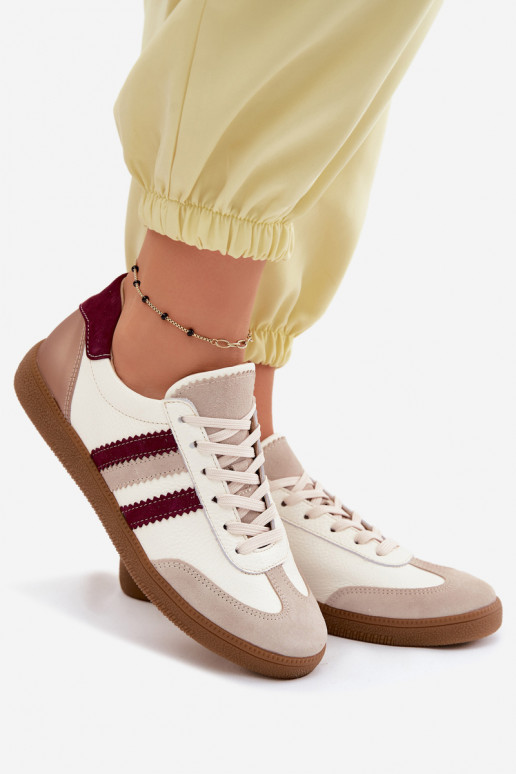 Pelle Scarpe modello sneakers Femminile Zazoo N1234S2 Bianco-Borgogna