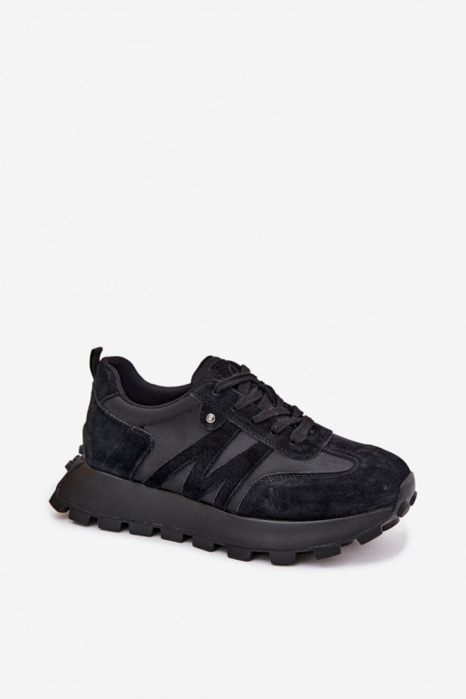 Sneakers in suede sintetico con piattaforma Vinceza 41520 nere