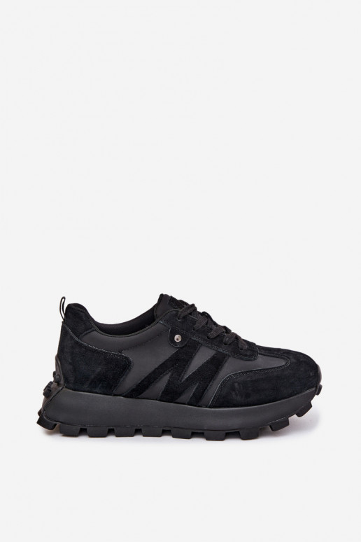 Sneakers in suede sintetico con piattaforma Vinceza 41520 nere