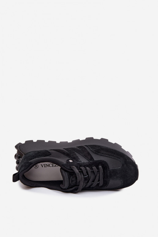 Sneakers in suede sintetico con piattaforma Vinceza 41520 nere