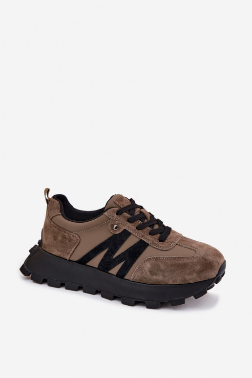 Sneakers in suede sintetico con piattaforma Vinceza 41520 kaki