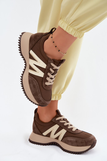 Sneakers in suede sintetico con piattaforma Vinceza 41521 marroni