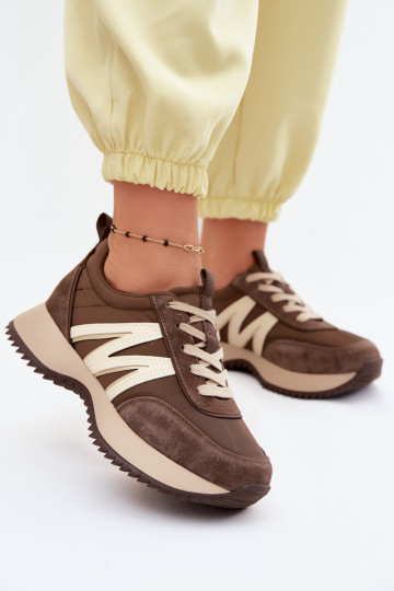 Sneakers in suede sintetico con piattaforma Vinceza 41521 marroni 2