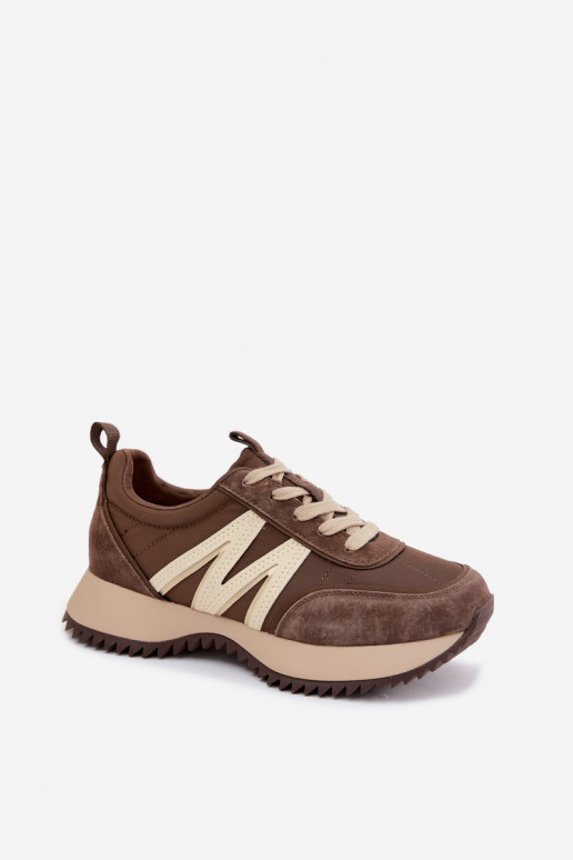 Sneakers in suede sintetico con piattaforma Vinceza 41521 marroni