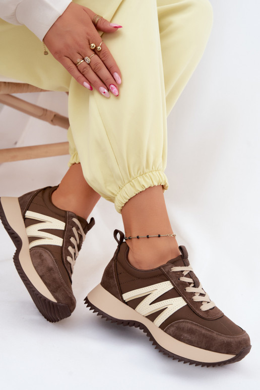 Sneakers in suede sintetico con piattaforma Vinceza 41521 marroni