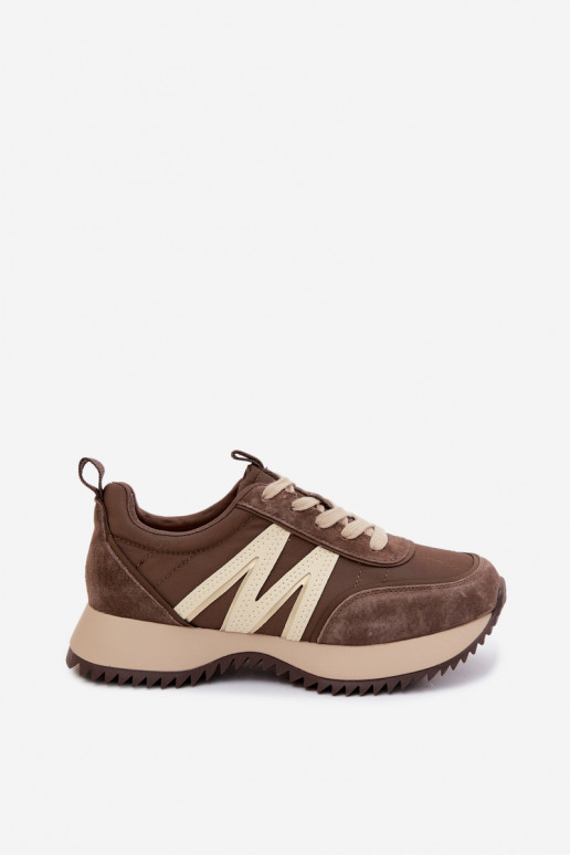 Sneakers in suede sintetico con piattaforma Vinceza 41521 marroni