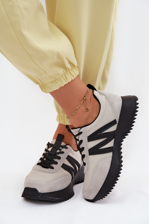 Sneakers in suede sintetico con piattaforma Vinceza 41521 grigi