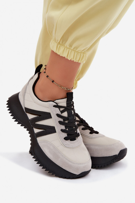 dalla pelle scamosciata Scarpe modello sneakers Femminile con una piattaforma Vinceza 41521 colore grigio