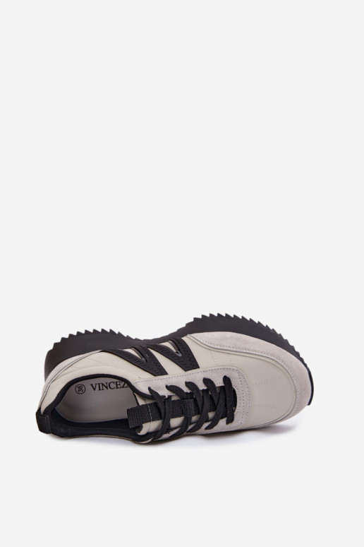 Sneakers in suede sintetico con piattaforma Vinceza 41521 grigi