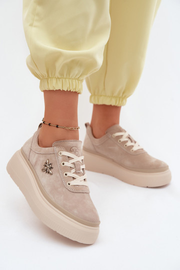 Scarpe in suede sintetico con piattaforma Vinceza 41523 sabbia 2