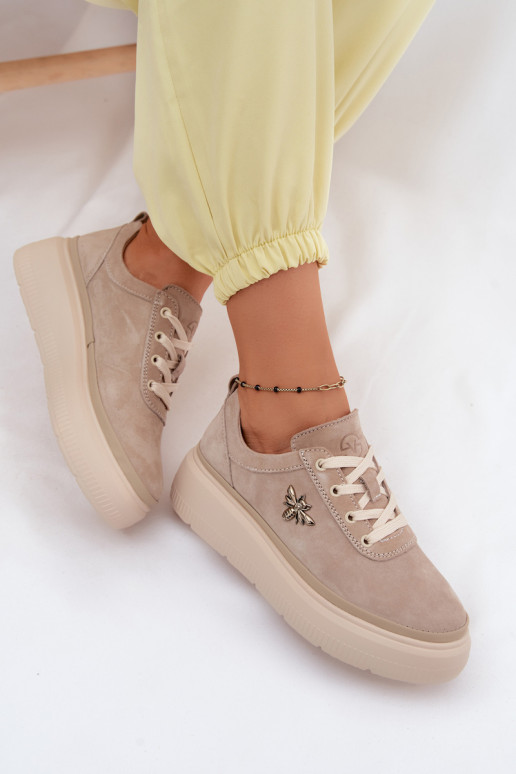Scarpe in suede sintetico con piattaforma Vinceza 41523 sabbia