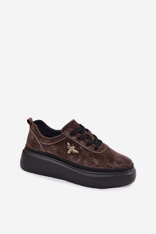 Scarpe in suede sintetico con piattaforma Vinceza 41523 cioccolato