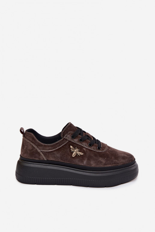 Scarpe in suede sintetico con piattaforma Vinceza 41523 cioccolato