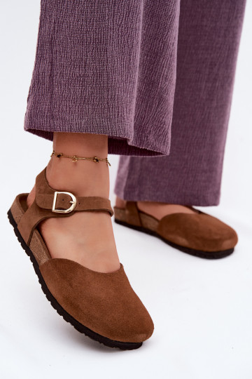 Pelle Sandali da donna in camoscioZakrytymi Palcami Deveciejka H7365-02 colore marrone 2