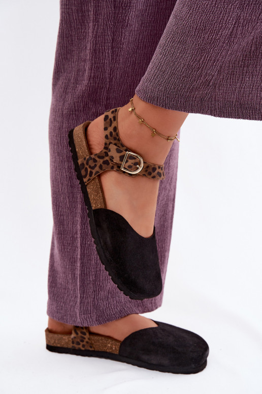 Pelle Sandali da donna in camoscioZakrytymi Palcami Deveciejka H7365-01 colore nero