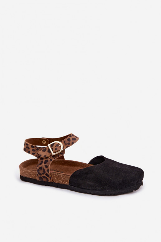 Sandali in pelle scamosciata per donna con punta chiusa in nero