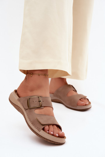 Pantofole da donna con fibbie I con chiusura adesivaem INBLU LL000006 colore marrone 2